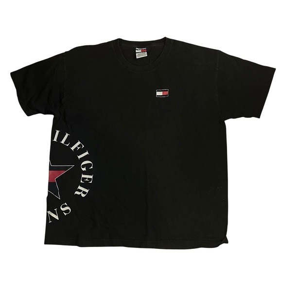 Tommy Hilfiger Other - Vintage Tommy Jeans T-Shirt Mens XXL Black Star Side Graphic Flag Logo 90s Tee